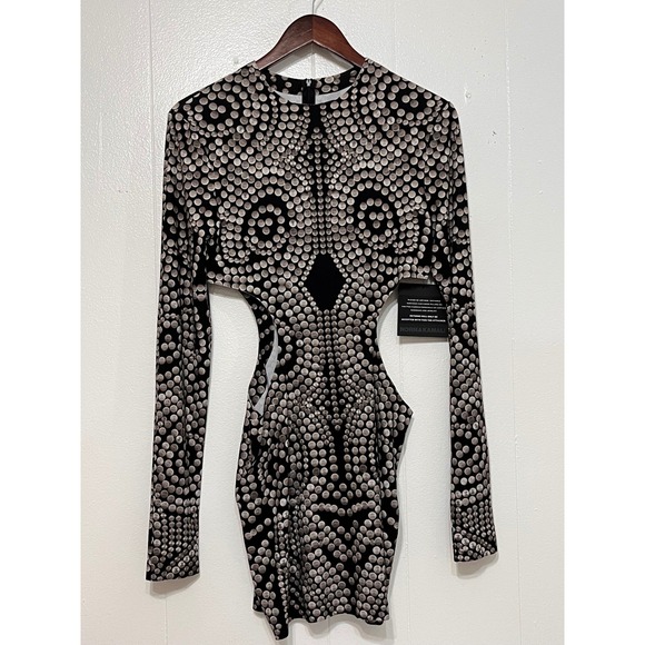 Norma Kamali Long Sleeve Mini Cut Out Dress Black M/38 New - Picture 3 of 14